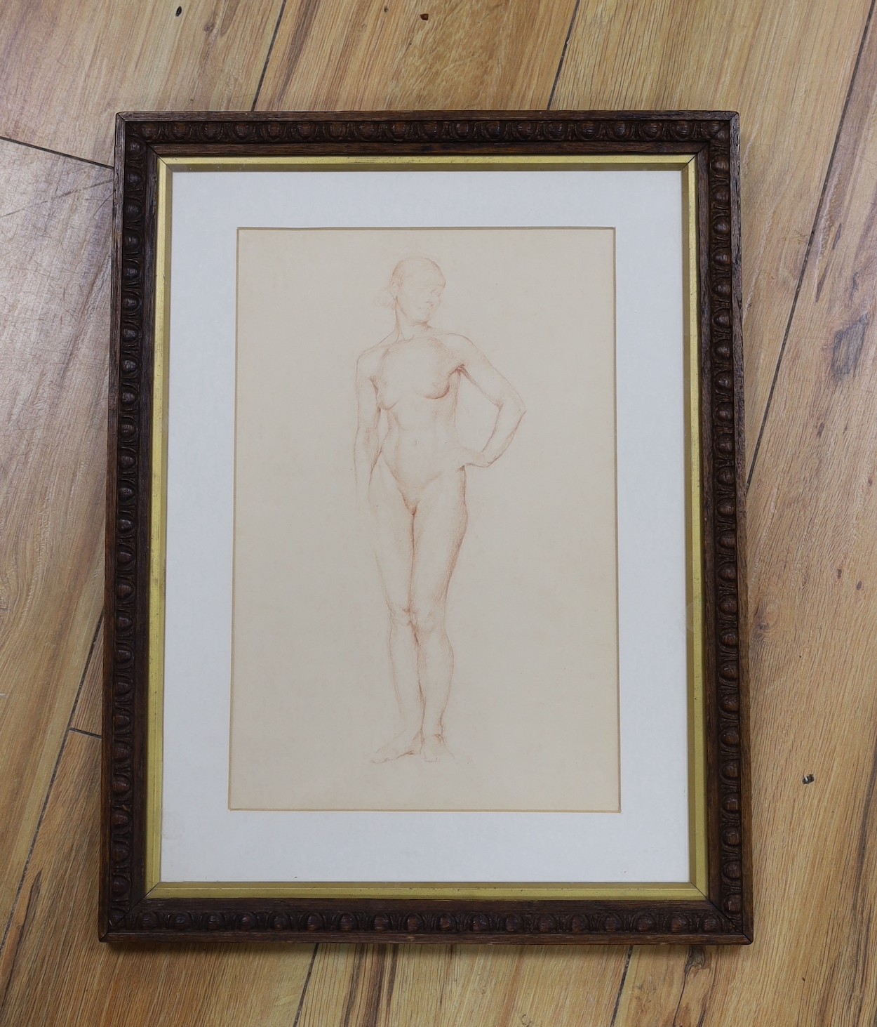 Walter Westley Russell RA (1867-1949), conti drawing, female nude study, 31 x 20cm